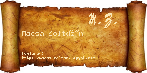 Macsa Zoltán névjegykártya
